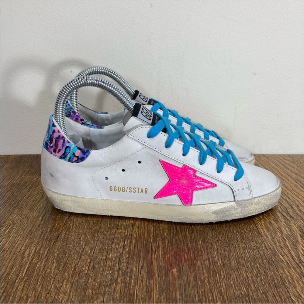 Golden Goose Superstar Womens Size EU 36 fits US Size 6 Milk/Fuchsia/Multi Leo